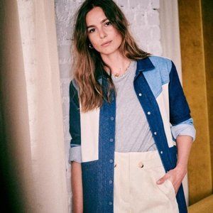 Sézane Will Jacket in Patchwork Denim XS